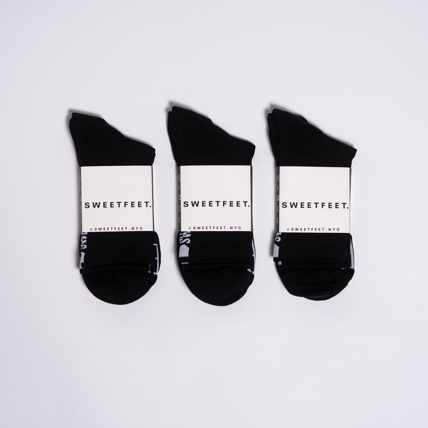 Black Sweetfeet Performance Compression - Mid Crew Sock (3 Pairs)