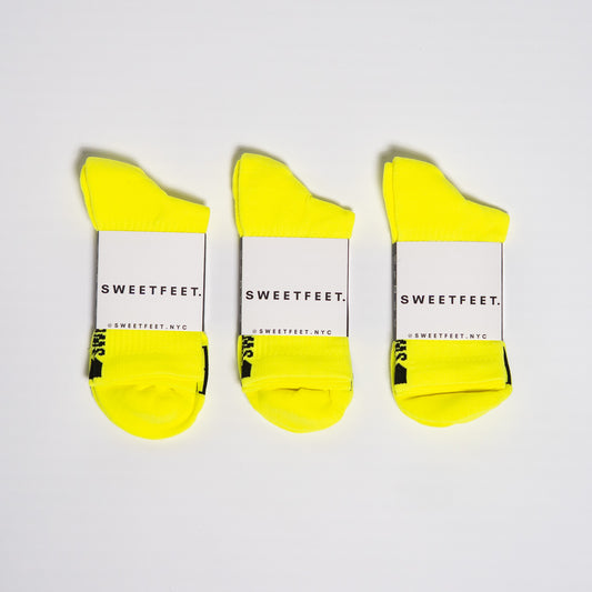 Yellow Sweetfeet Performance Compression - Mid Crew Sock (3 Pairs)