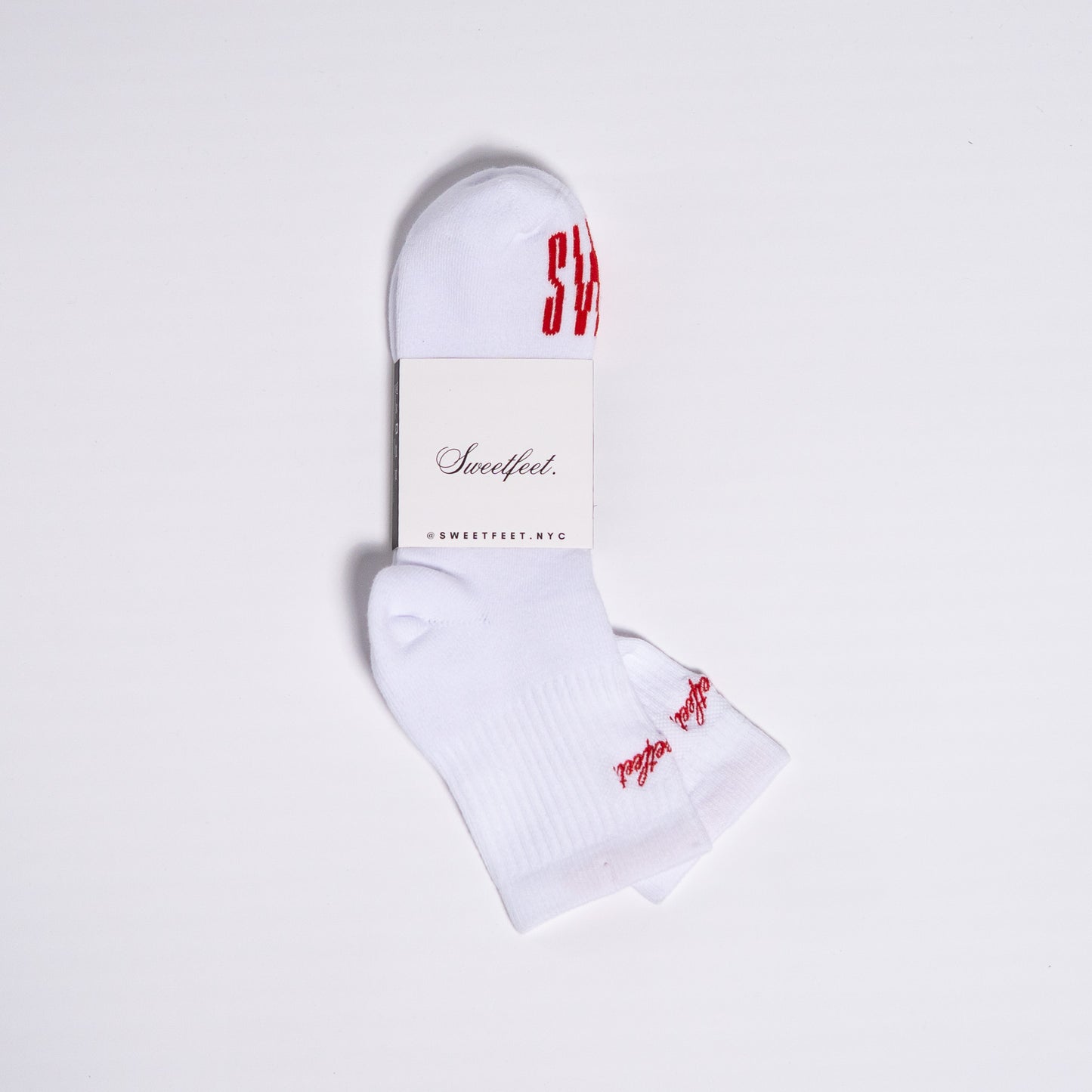 Sweetfeet Athleisure Sock, Red Embroidery (1 PAIR)