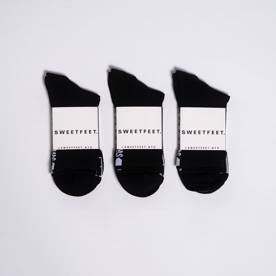 Black Sweetfeet Performance Compression - Mid Crew Sock (3 Pairs)