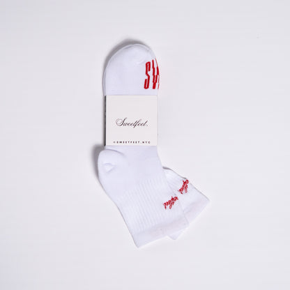 Sweetfeet Athleisure Sock, Red Embroidery (1 PAIR)
