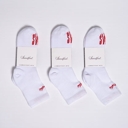 Sweetfeet Athleisure Sock, Red Embroidery (3 PACK)