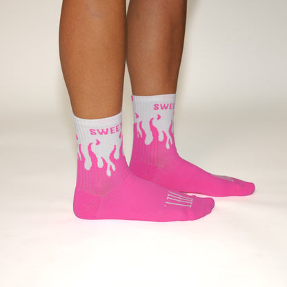 V2 Flame Sock - Hot Pink/White