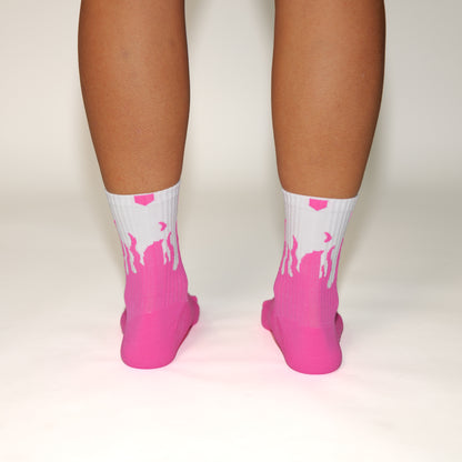 V2 Flame Sock - Hot Pink/White