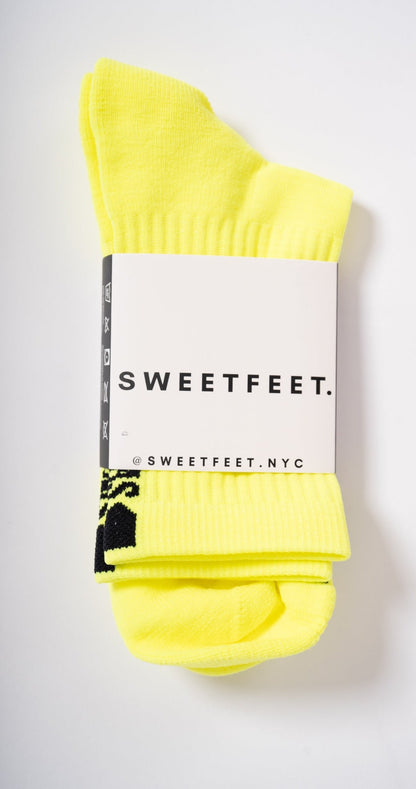 Yellow Sweetfeet Performance Compression - Mid Crew Sock (1 Pair)