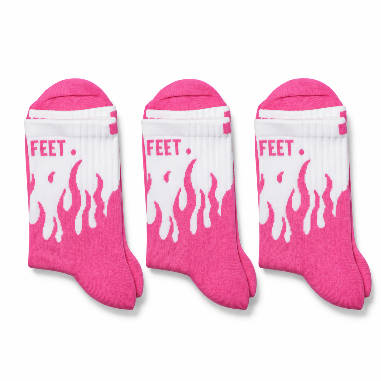 V2 Flame Sock (3 Pack) - Hot Pink/White