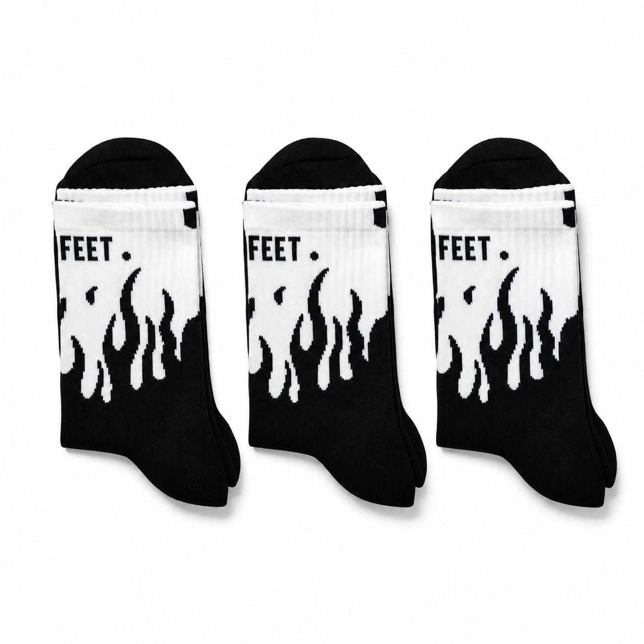 V2 Flame Sock (3 Pack) - Black/White